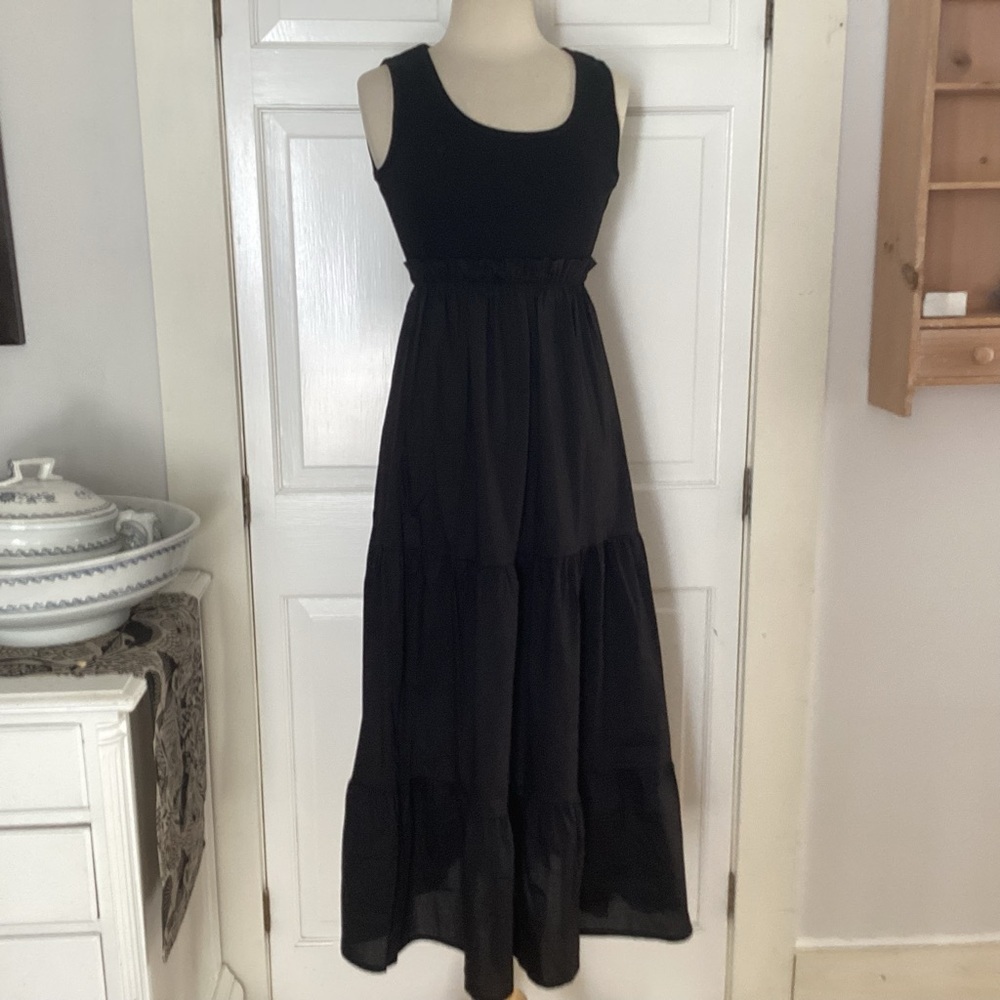 CIVICO 51  Black Cotton  Tiered Sleeveless Dress Made Italy M NWT